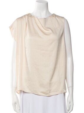ba&sh Cream Draped Silk Blend Sleeveless Elevated Basic Top